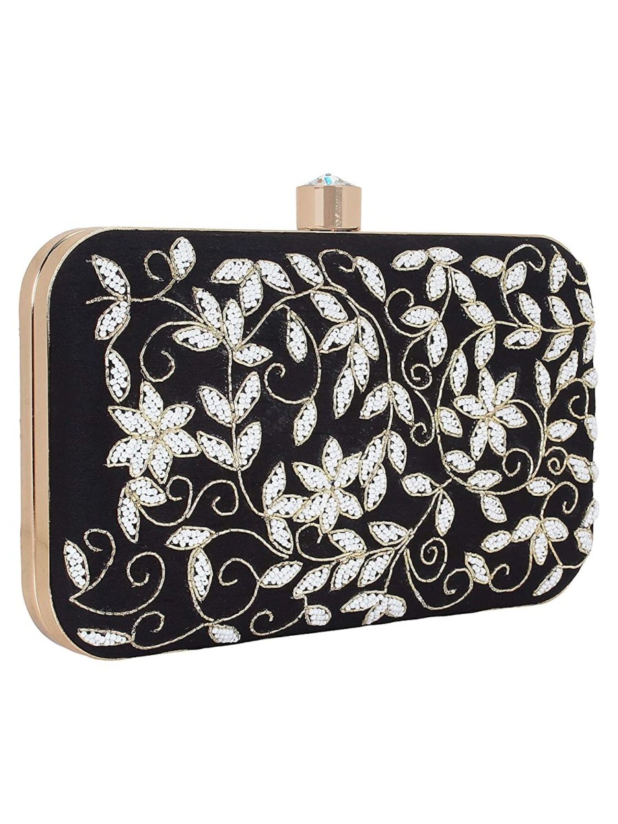 Others VASTANS | Women'S Black Color Adorn Embroidered U0026 Embelished Party Clutch - Vastans