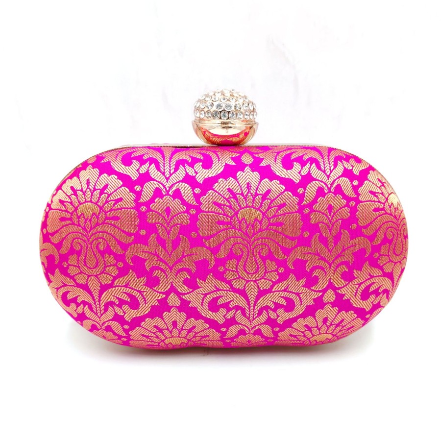 Others VASTANS | Women'S Pink Color Ethnique Brocade Clutch Bag - Vastans