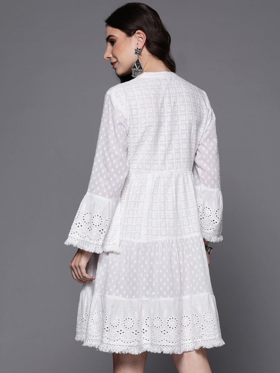 Women Indo Era | Women'S A-Line Midi Dress - Indo Era White