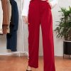 Women SASSAFRAS | Women'S Pleated Straight Pants - Sassafras Red