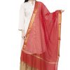 Women AR Silks | A R Silk Vns Border Buti Fancy Dupatta Color Dupatta Or Chunni Red