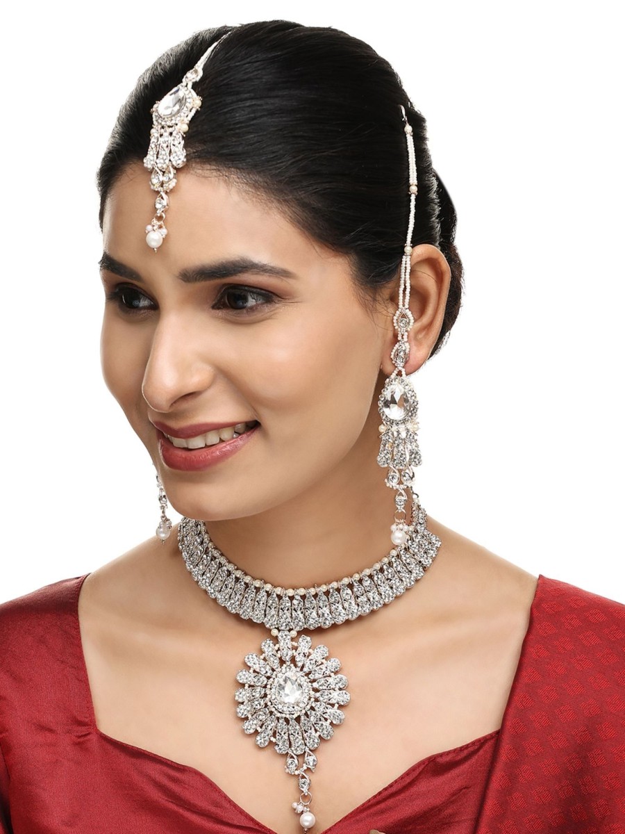 Jewellery Anikas Creation | Brass White Jewelry Set - Pure Elegance For Every Occasion - Anikas Creation Multicolor