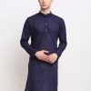 Men Virat Fashions | Men'S Navy Blue Chikan Kurta Only ( Ko 561 Navy ) - Virat Fashions