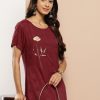 Women Yufta | Women'S Embroidered Dress - Yufta Maroon