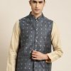 Men Sojanya | Men'S Cotton Self Design Only Nehru Jacket - Sojanya Grey