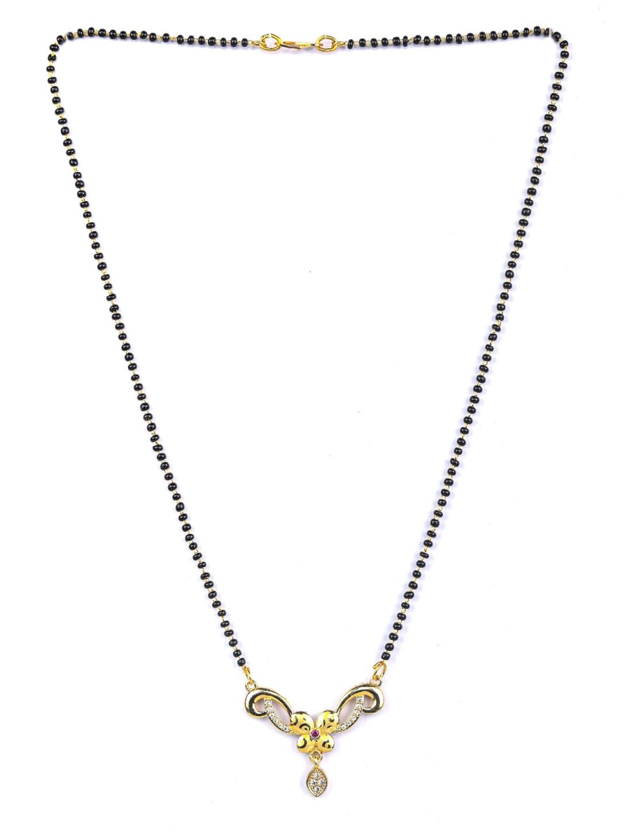 Jewellery Priyaasi | Women'S Set Of 2 American Diamond Gold Plated Mangalsutra - Priyaasi