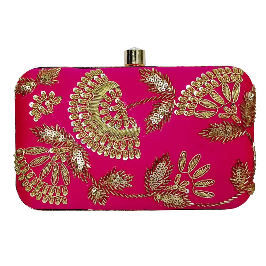 Others VASTANS | Women'S Pink Color Adorn Embroidered U0026 Embelished Party Clutch - Vastans