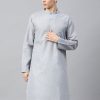 Men Sojanya | Men'S Cotton Linen Blend Grey Solid Only Long Kurta - Sojanya