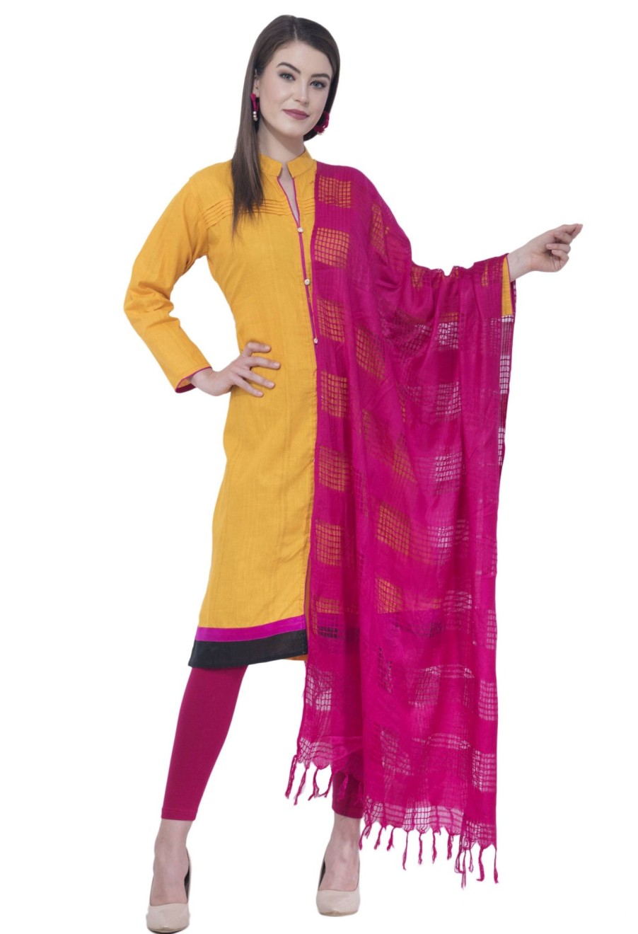 Women AR Silks | A R Silk Color Window Square Dupattas And Chunnis Magenta