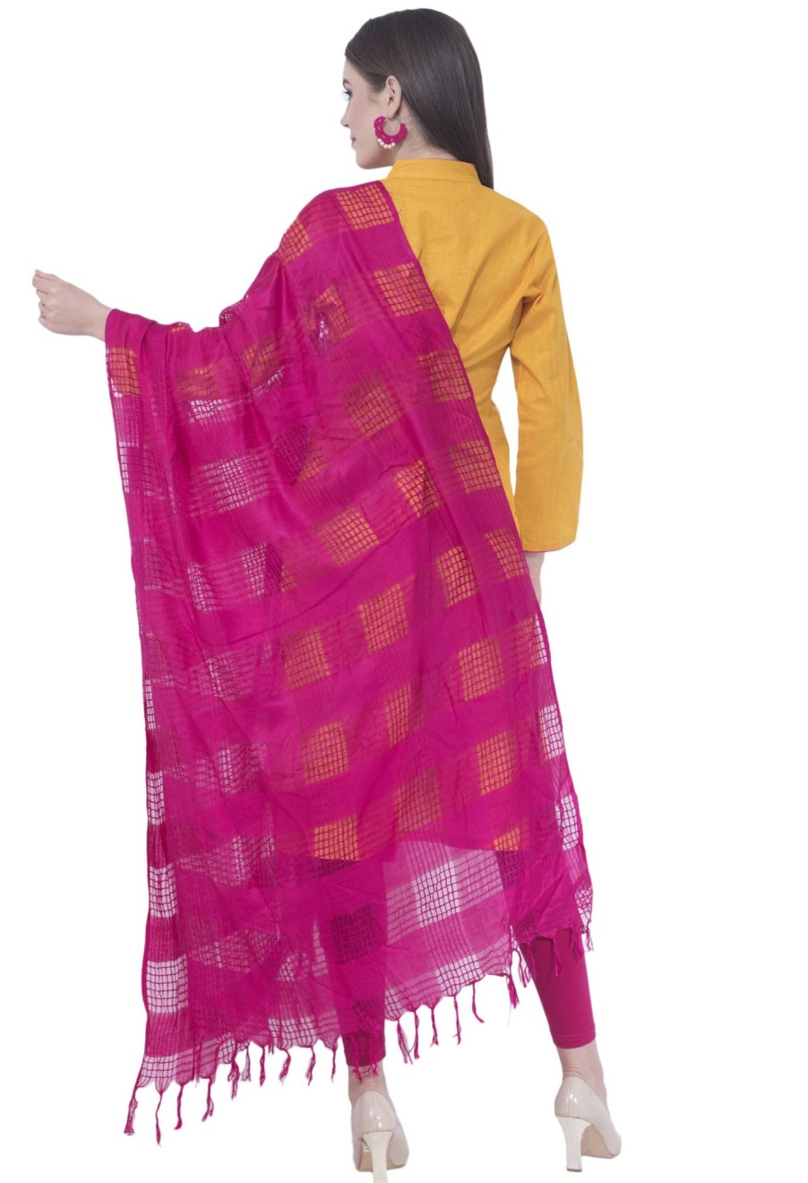 Women AR Silks | A R Silk Color Window Square Dupattas And Chunnis Magenta