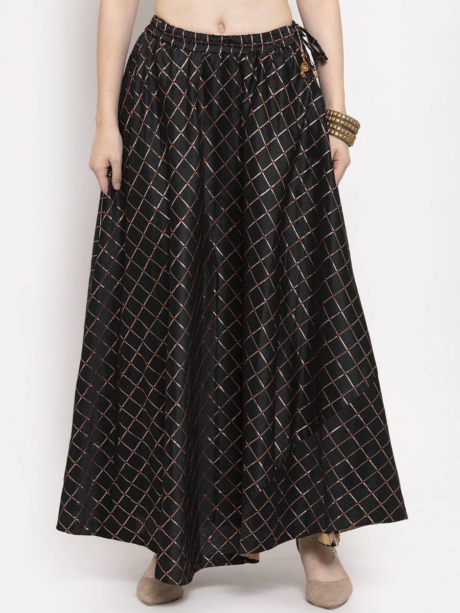 Women Wahe-NOOR | Women'S Black Printed Maxi Skirt - Wahe-Noor