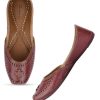 Others Desi Colour | Women'S Brown Leather Embroidered Indian Handcrafted Ethnic Footwear - Desi Colour