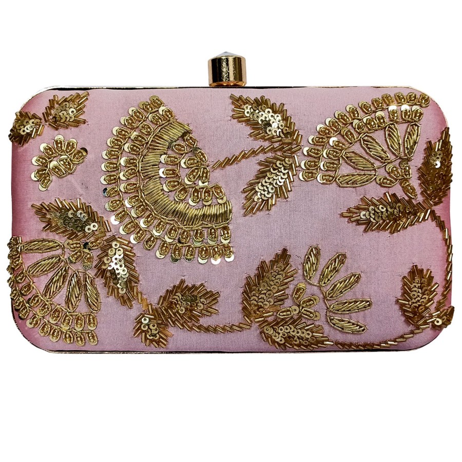 Others VASTANS | Women'S Pink Color Adorn Embroidered U0026 Embelished Party Clutch - Vastans