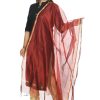 Women Moeza | Women'S Banarsi Chanderi Piping Dupatta Mfd0032 - Moeza Maroon