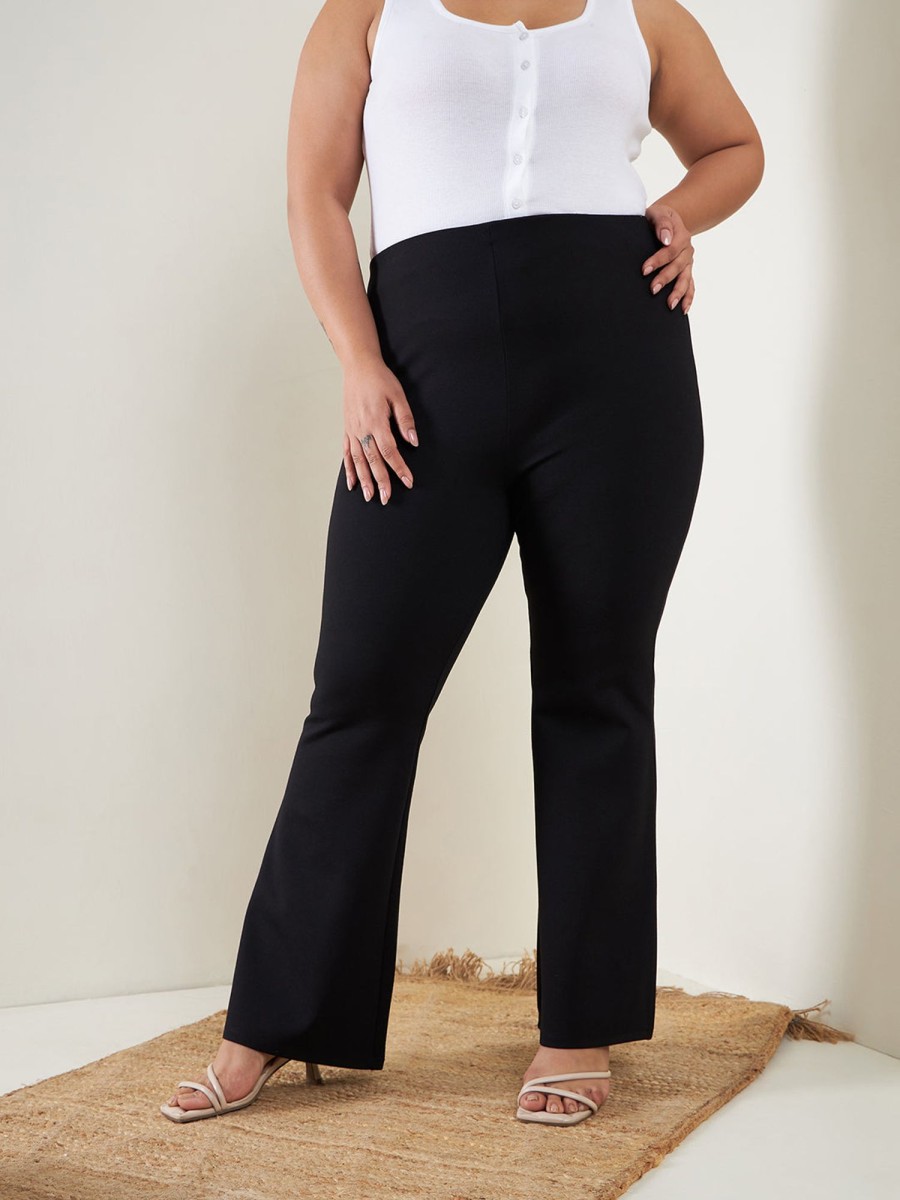 Women SASSAFRAS | Women'S Bell Bottom 4-Way Stretch Trousers - Sassafras Black