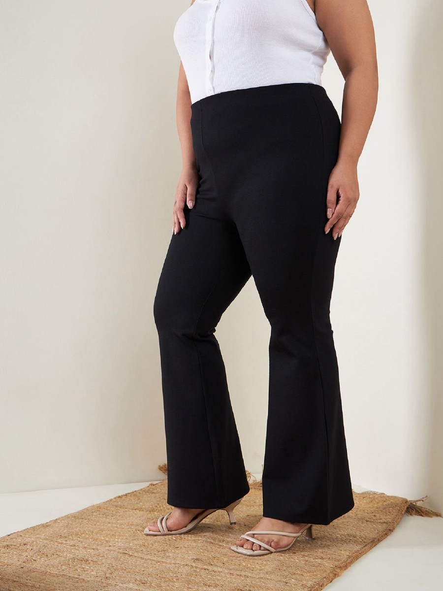 Women SASSAFRAS | Women'S Bell Bottom 4-Way Stretch Trousers - Sassafras Black