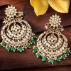 Jewellery I Jewels | Women'S Gold Plated Alloy Traditional Handcrafted Beaded Big Chandbali Earrings - I Jewels Green