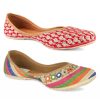 Others Desi Colour | Women'S Multicolour Combo Of 2 Pair Of Embroidered Indian Handcrafted Ethnic Comfort Footwear - Desi Colour