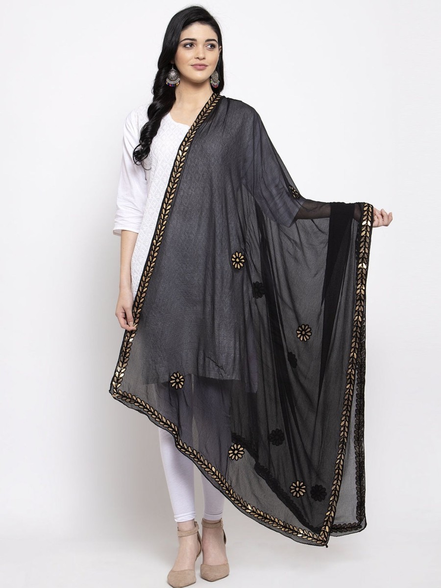 Women Wahe-NOOR | Women'S Black Gotta Patti Chiffon Dupatta - Wahe-Noor