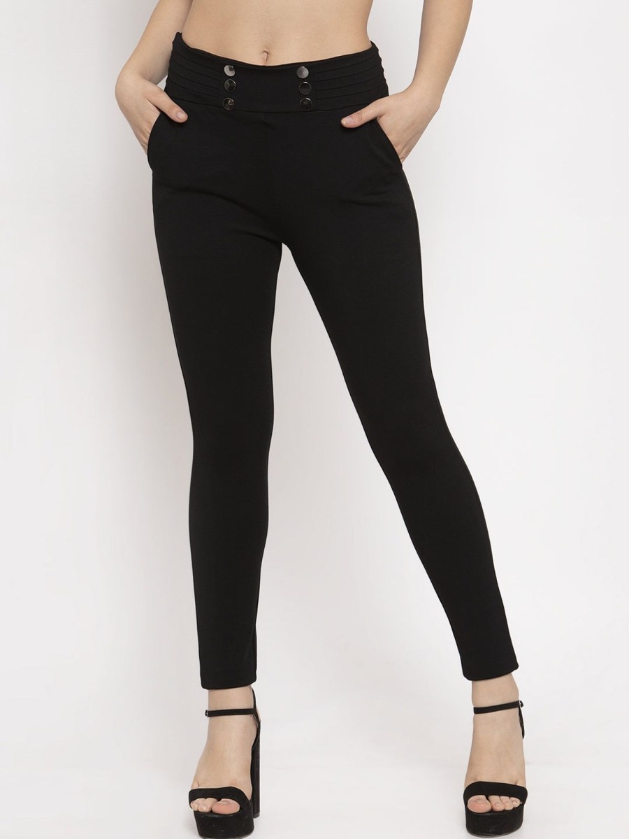 Women Wahe-NOOR | Women'S Black Slim Fit Jeggings - Wahe-Noor