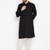 Men Even Apparels | Men'S Pure Cotton Kurta With Band Collar - Even Apparels Black