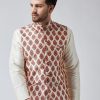 Men Sojanya | Men'S Maroon Printed Nehru Jacket - Sojanya