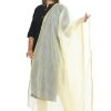 Women Moeza | Women'S Banarsi Chanderi Piping Dupatta Mfd0028 - Moeza Off White