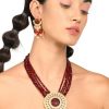 Jewellery Odette1 | Women'S Deep Maroon Exquisite Necklace Set - Odette