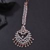 Jewellery Priyaasi | Women'S Rose Gold Plated American Diamond Studded Leaf And Floral Pattern Beautiful Maang Tikka - Priyaasi