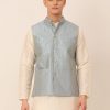 Men Virat Fashions | Men'S Blue U0026 Golden Embroidered Nehru Jackets ( Jowc 4043 Blue ) - Virat Fashions