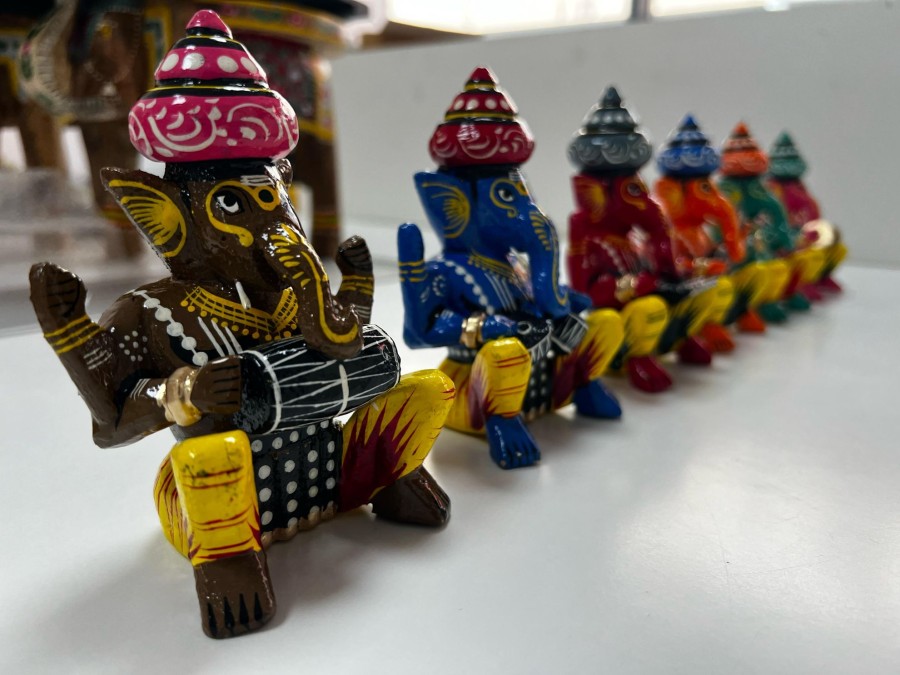 Others Kondapalli Toys | Artisanal Musical Ganeshas Home Decor Set Of 6 - Kondapalli Toys