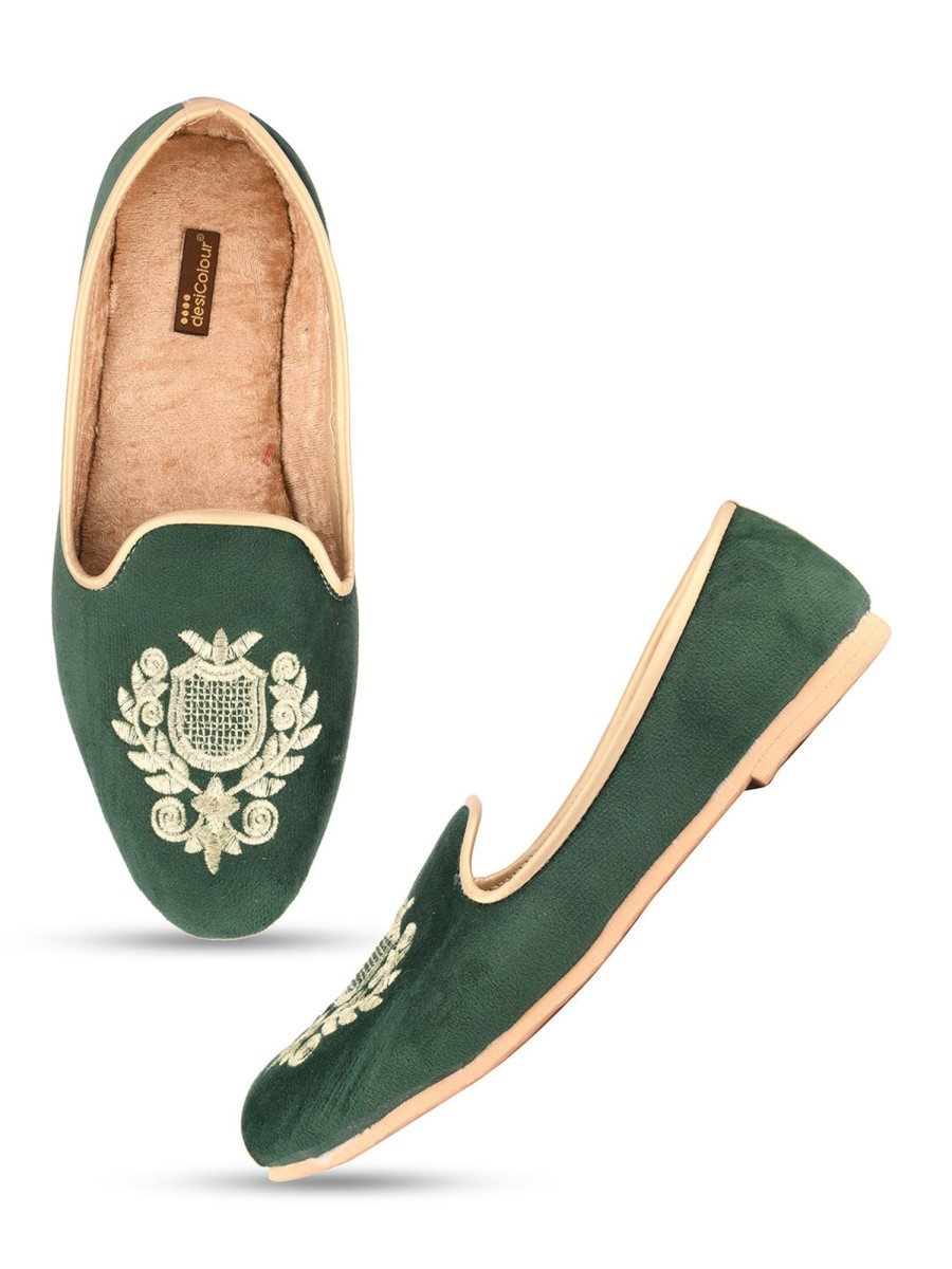 Others Desi Colour | Men'S Indian Ethnic Party Wear Footwear - Desi Colour Green