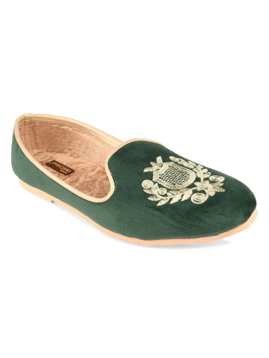 Others Desi Colour | Men'S Indian Ethnic Party Wear Footwear - Desi Colour Green