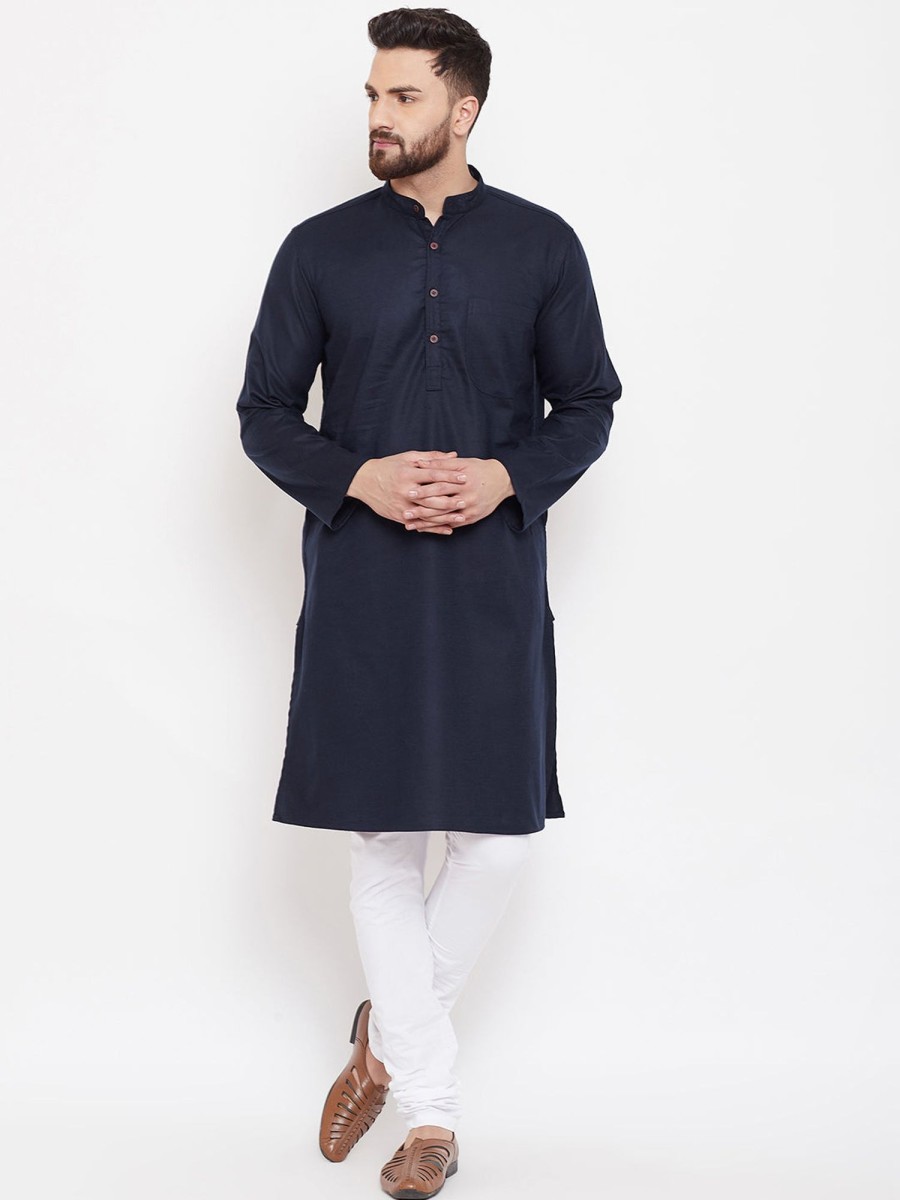 Men Even Apparels | Men'S Cotton Wool Kurta - Even Apparels Black