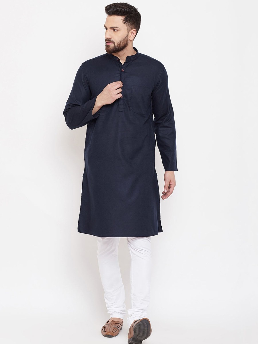 Men Even Apparels | Men'S Cotton Wool Kurta - Even Apparels Black