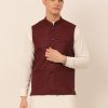 Men Virat Fashions | Men'S Maroon Solid Woven Sleeveless Nehru Jackets ( Jowc 4046 Maroon ) - Virat Fashions