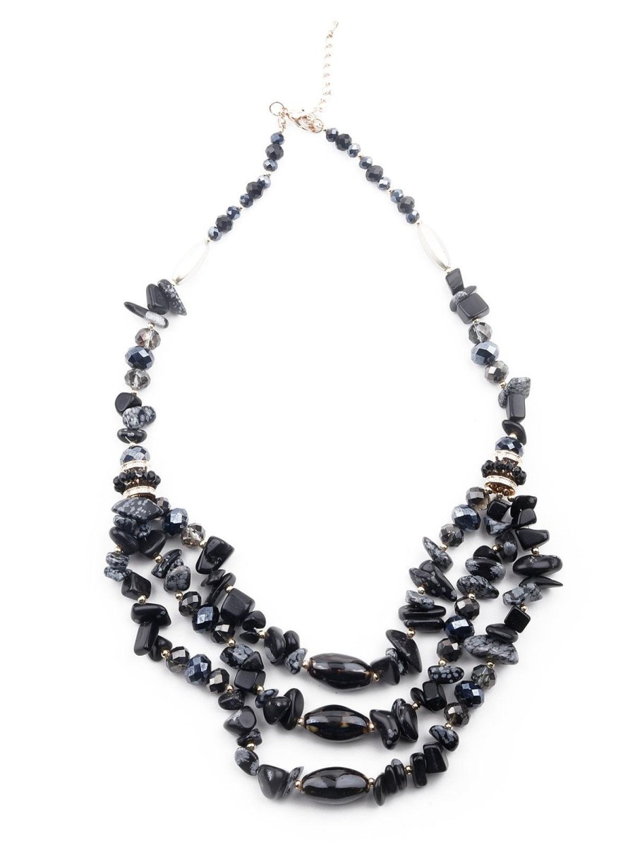 Jewellery Odette1 | Women'S Jet Black Beacy Layered Necklace - Odette