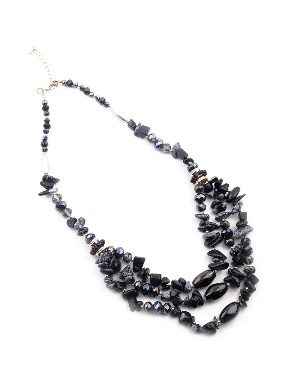 Jewellery Odette1 | Women'S Jet Black Beacy Layered Necklace - Odette