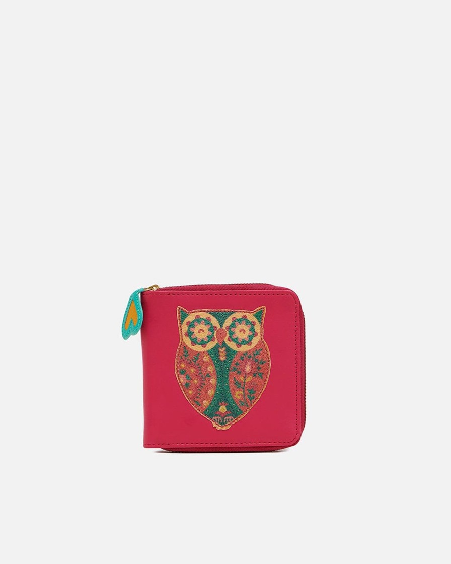 Others Chumbak | Floral Owl Applique Mini Wallet - Pink - Chumbak