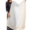 Women Moeza | Women'S White Color Golden Border Cotton Dupatta - Moeza