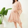 Women The Kaftan Company | Women'S Blush Striped Maternity Dress - The Kaftan Company Peach