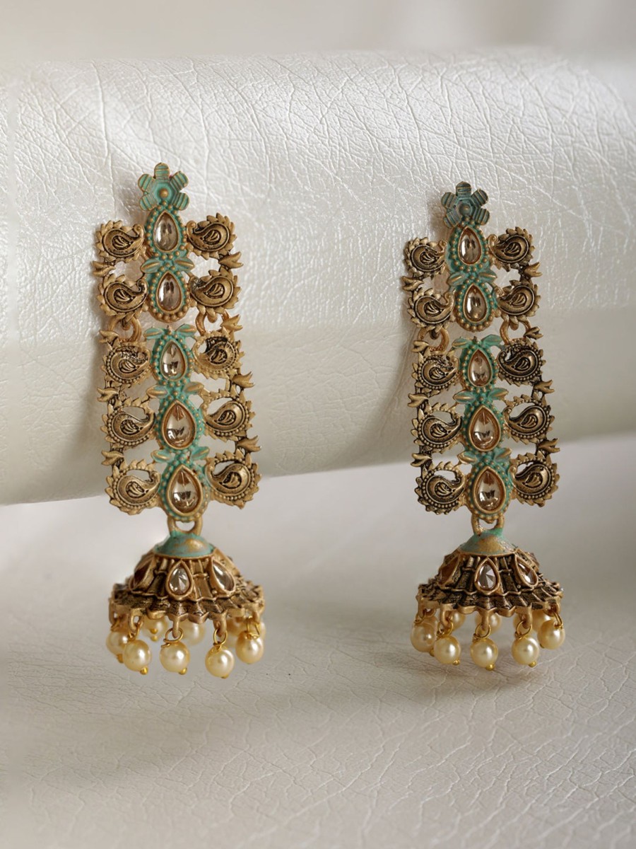 Jewellery Priyaasi | Women'S Kundan Beads Gold Plated Traditional Drop Earring - Priyaasi