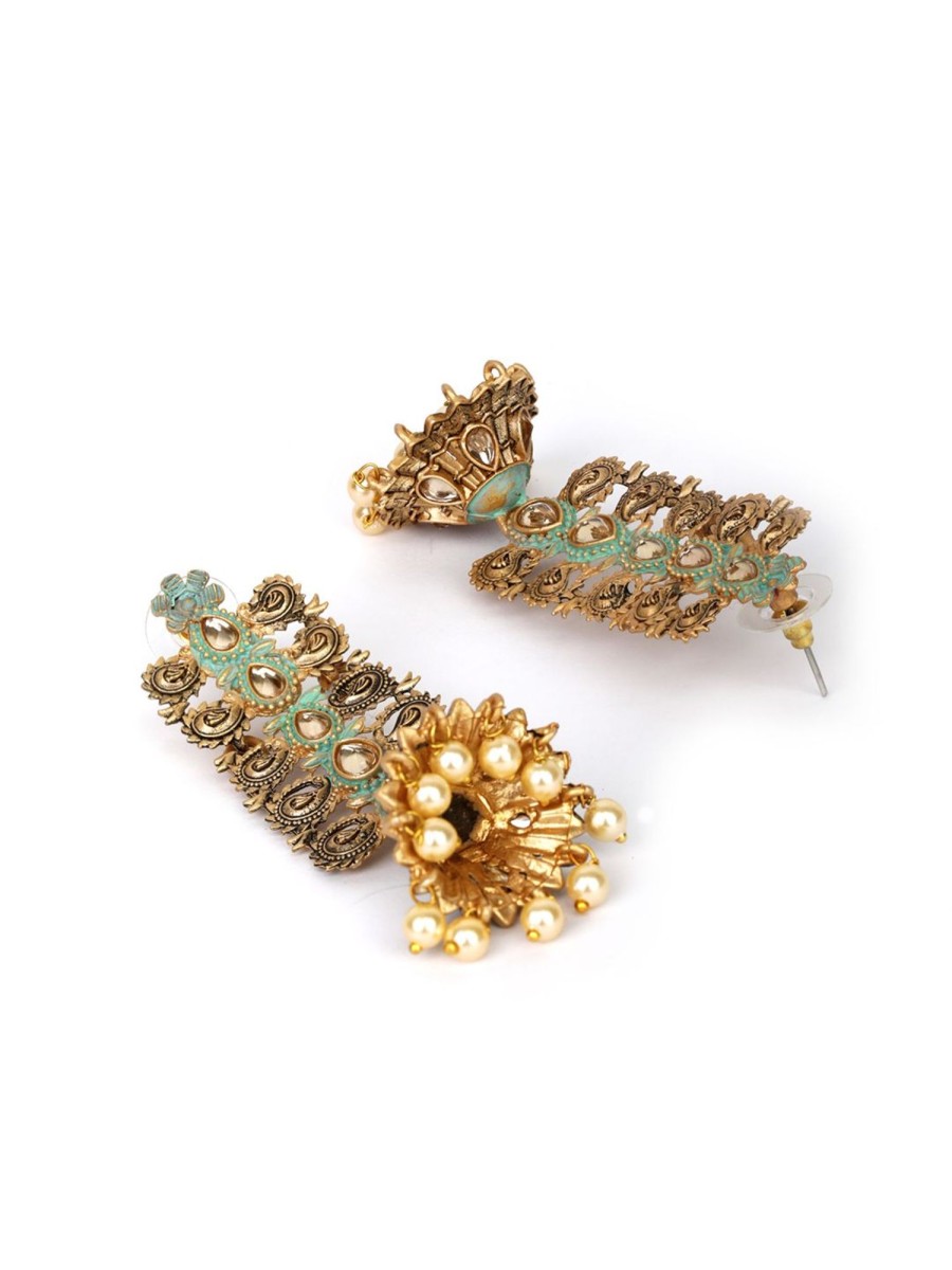 Jewellery Priyaasi | Women'S Kundan Beads Gold Plated Traditional Drop Earring - Priyaasi