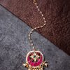 Jewellery Morkanth | Women'S 24K Gold-Plated Pink U0026 White Kundan-Studded Pearl Embellished Handcrafted Maang Tikka - Morkanth