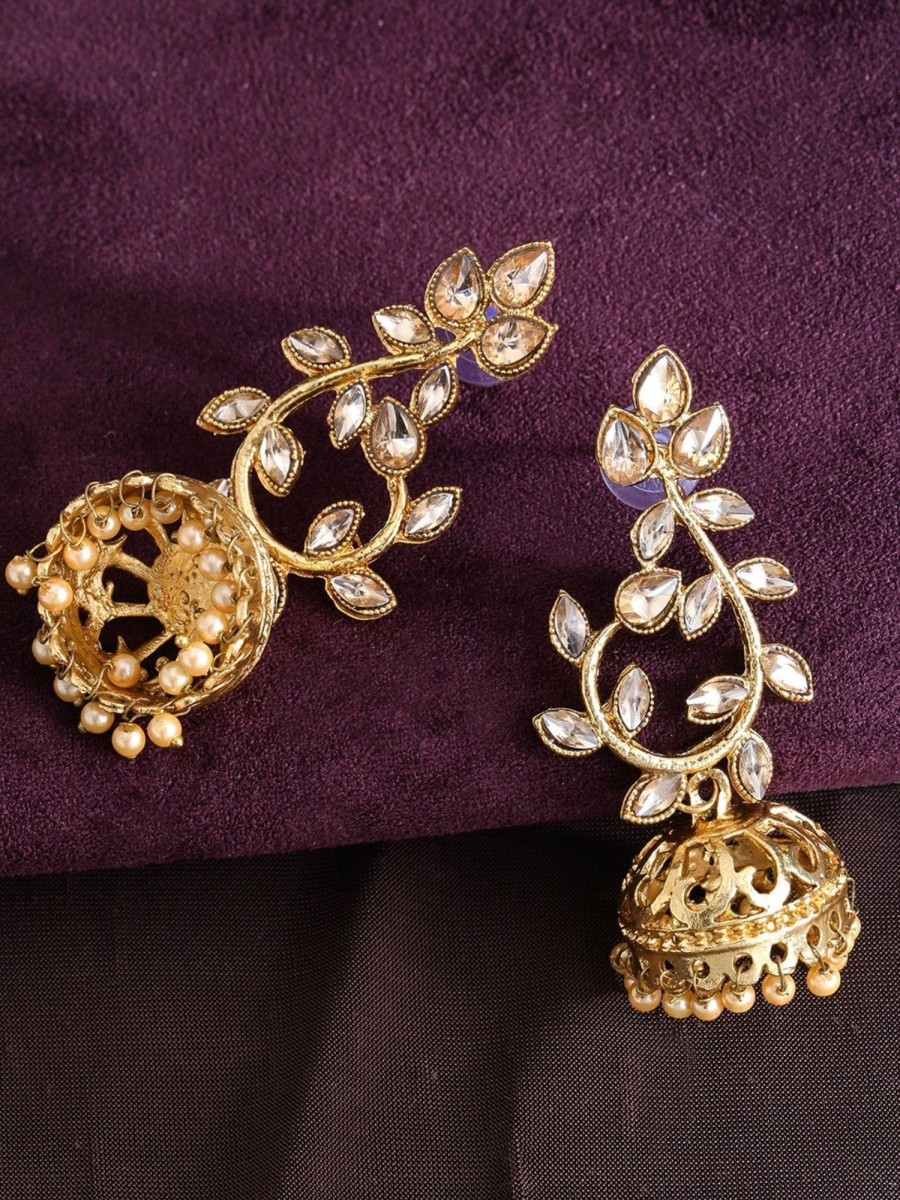 Jewellery Priyaasi | Women'S Designer Floral Gold Plated Jhumki Earrings For Women And Girls - Priyaasi