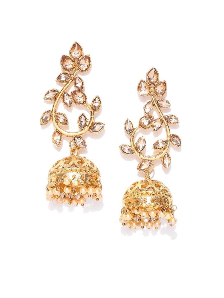 Jewellery Priyaasi | Women'S Designer Floral Gold Plated Jhumki Earrings For Women And Girls - Priyaasi