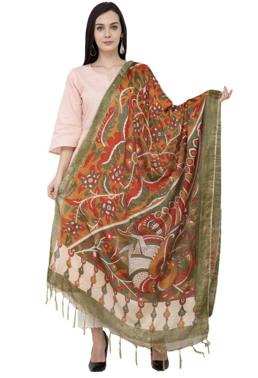 Women AR Silks | A R Silk Modal Kalamkari Print Fancy Dupatta Color Dupatta Or Chunni Multi Print