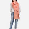 Women MESMORA FASHION | Women'S Peach Snowflake Embroidered Rich Khadi Scarf/Stole - Mesmora Fashions