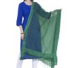 Women AR Silks | A R Silk Color Chandna Orgenza Cotton Dupattas And Chunnis Rama Green