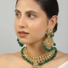 Jewellery Femizen | Women'S Emerald Beaded Kundan Necklace Set With Earrings - Femizen Green